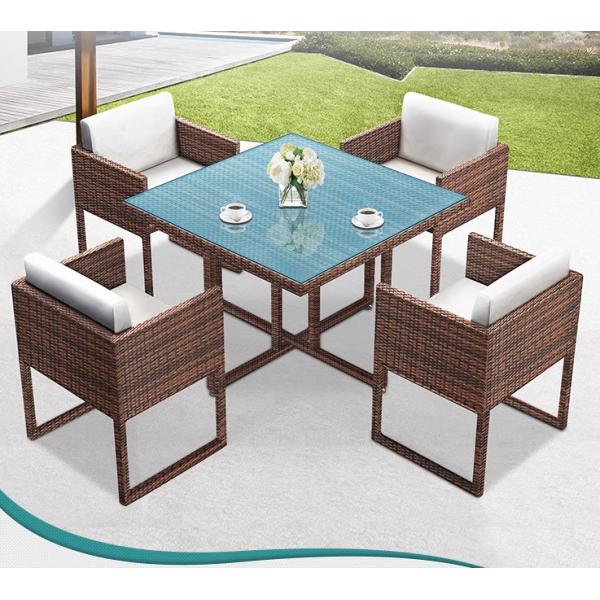 4 Seater Outdoor Dining Set Rattan Furniture Patio Rattan Dining Table Chair Set Wicker