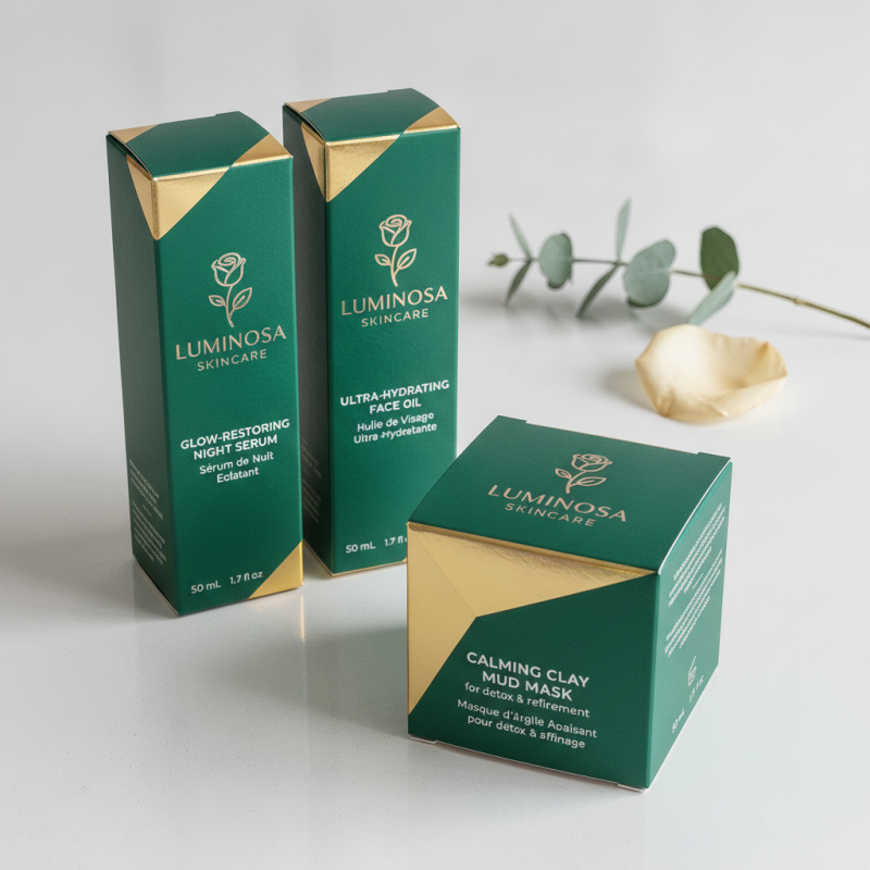Gold‑Foil Embellished Texture Paper Boxes for Cosmetic Product Packaging