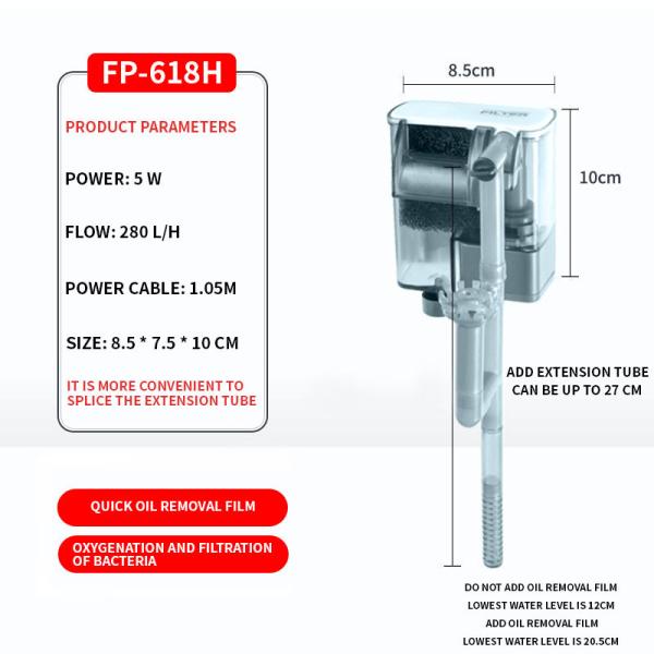 240V Aquarium Fish Filter Hang On Waterfall Circulator Nitrifying Bacteria Increase Water Flow