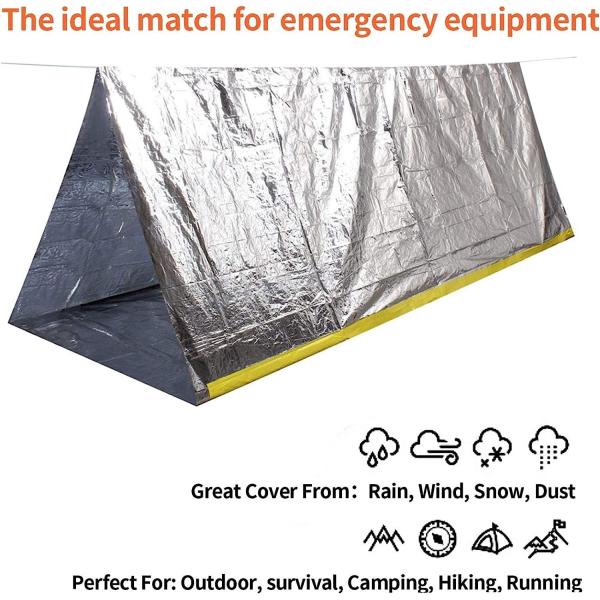 Emergency Tent, 2 Person Tube Tent Survival Shelter Paracord, Stakes, Whistle Ultralight Survival Tent Emergency