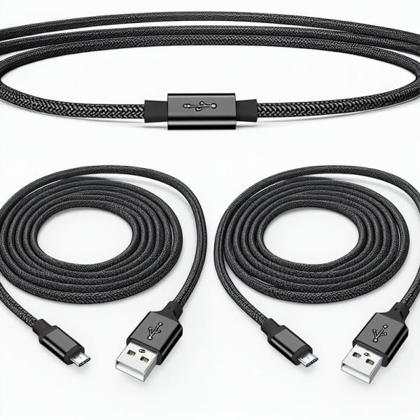 Black Micro-USB Data Cable For Camera And MP3 1m 1.5m Braid Shielding