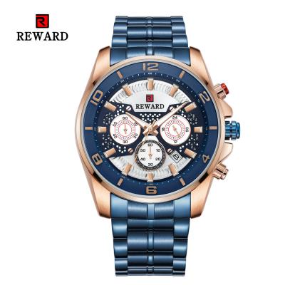 REWARD Quartz Mens Stainless Steel Watches , Analog Sports Wrist Watch Alloy Case
