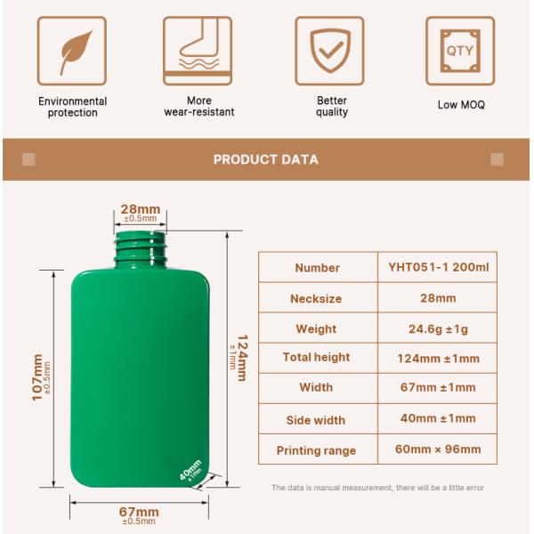 bouteille rectangulaire de l'ANIMAL FAMILIER 200ml avec la couleur adaptée aux besoins du client par pompe de lotion
