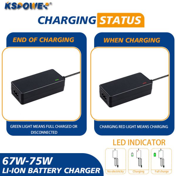 UL KC PSE CE Listed 12.6V 5A Lithium Battery Charger with CC-CV Charging Mode