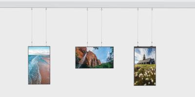 55 65 pouces Intérieur Haute luminosité Plafond suspendu Publicité d'un seul côté Affichage numérique fenêtre Écran LCD