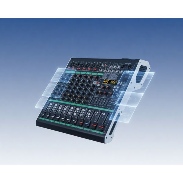 8 Channel Professional Mixer Digital Sound Processing Bluetooth Streaming Low-Noise Mic Preamps