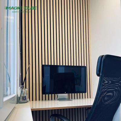 Akupanel Oak Slat em feltro acústico preto 9mm/12mm Painel acústico de absorção de som
