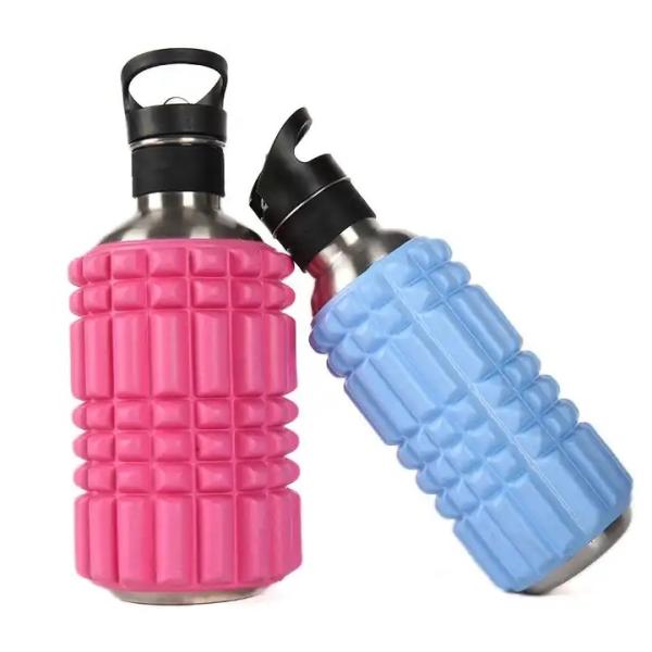 Fashion Multi-function drinking sports water roller bottle foam roller water bottle