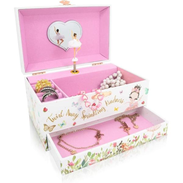 Music Box Ballerina Wooden Jewelry Box For Kids And Boys Gift Hand Cranked Toy Box