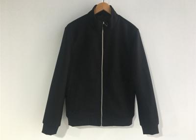 Mens Black Polyester Bomber Jacket Casual Cavalry Twill Fabric Zip Through Utility