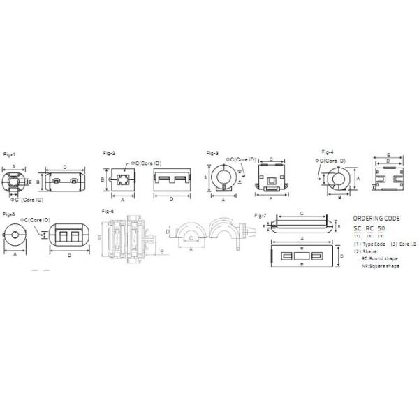 SCRC 90B Cable Clip Electronic Ferrites Split Core With Different Size