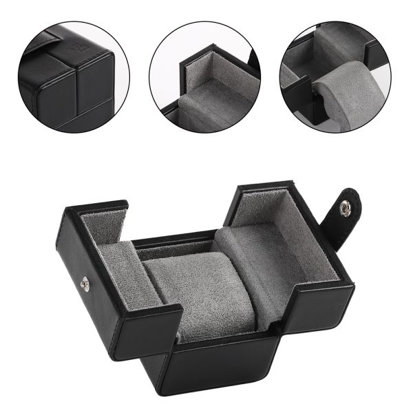 Custom Color Travel Watch Box Soft Microfiber Lining Genuine Leather Watch Case