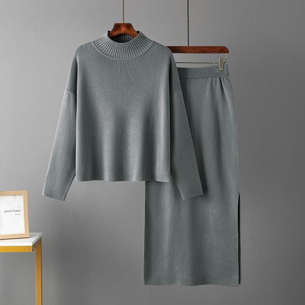 Free Size Ladies Top long sleeve and skirt sweater Knitted Casual Style Perfect for Everyday Wear