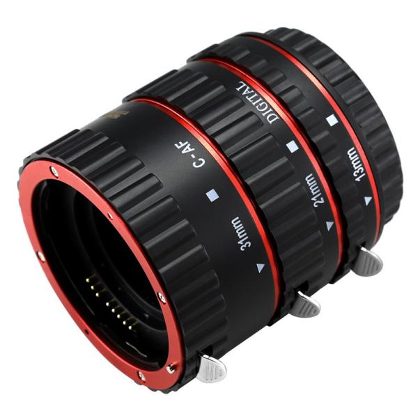 Red Metal Auto Focus Macro Extension Tube Set For Canon SLR Cameras CANON EF EF-S Lens