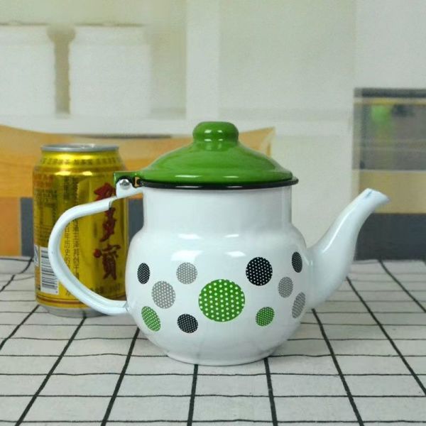 Customized Logo Eco Friendly Enamel Kettle Tea Kettle Home Restaurant Enamelware Tableware Teapot Kettle
