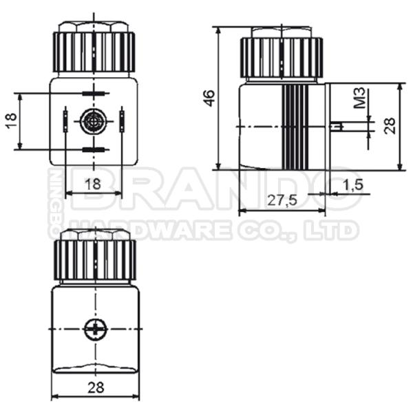 Тип 2508 форма a Burkert DIN 43650 соединителя кабельной фишки катушки клапана соленоида