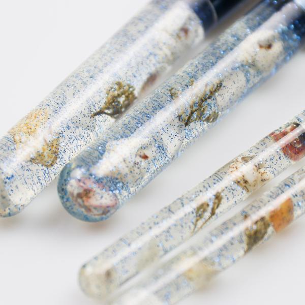 Transparent Travel Makeup Brush Kit Mini Pattern Ferrule Handle Fiber Hair