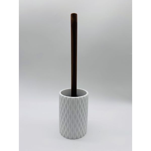 Sand Stone bathroom accessories soap dispenser round with diamond dot and wood accessories toothbrush cup
