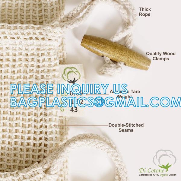 Custom Fruit and Vegetable Bag, Eco Friendly Reusable Grocery Tote Bags Organic Mesh Net Drawstring bags