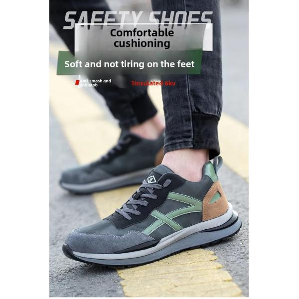 Chaussures de sécurité en daim et microfibre avec semelle en caoutchouc, embout en acier standard et semelle intermédiaire en Kevlar