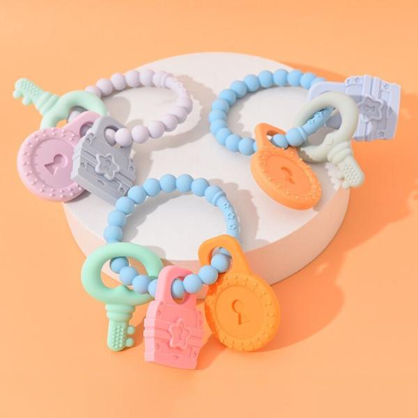 Clip amistoso Ring Teether del pacificador de la categoría alimenticia de los productos del silicón del bebé de Eco