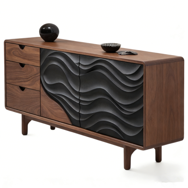 Nordic Modern Design Solid Wood TV Cabinet Black Walnut Sideboard & Tea Cabinet Wooden for Home Living Room Furniture