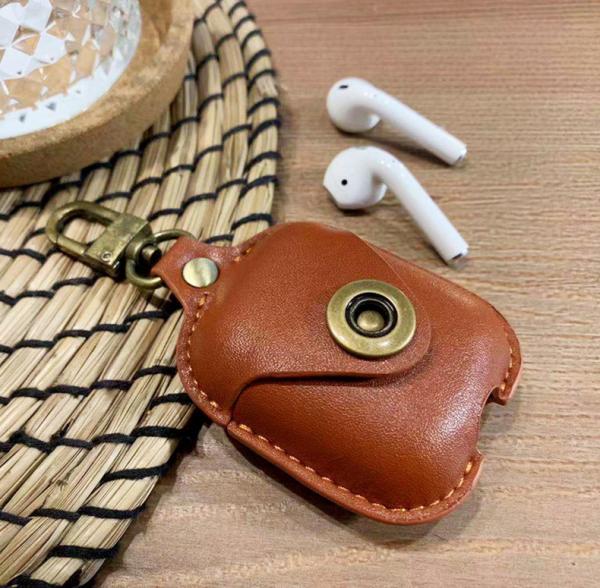For AirPods 2 & 1 Leather Case Protective Silicone Cover and Skin Compatible with Apple AirPods