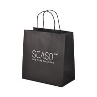 Biodégradables sacs en papier kraft noir emballage cadeau avec poignée de corde