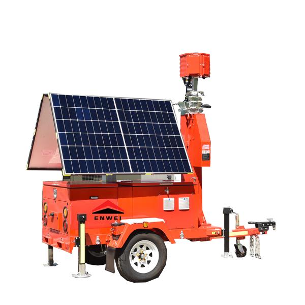 Mobile Adjustable Solar Panels Camera CCTV Trailer For Industrial Park Monitoring