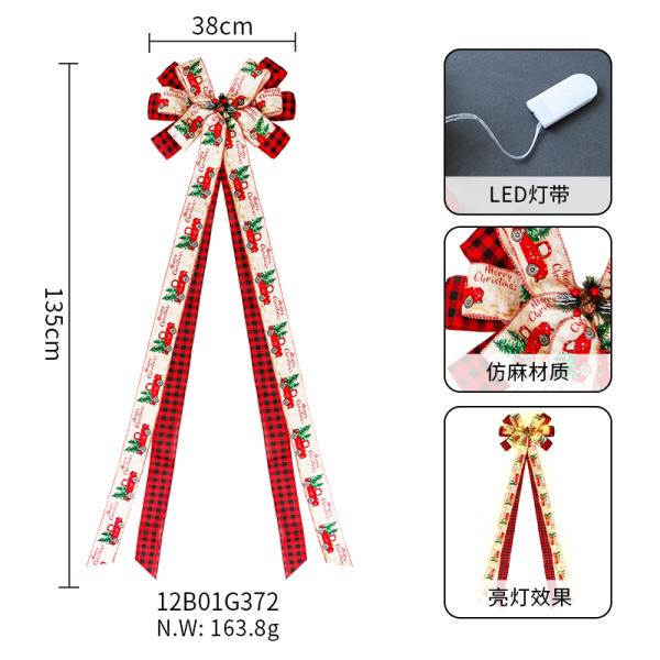 Длинные большие бархатные луки в светлом золоте для украшения рождественской ленты