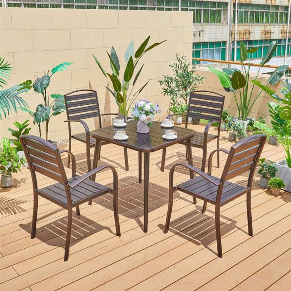 Aluminum Frame Balcony BBQ Long Table and Stackable Chairs for Outdoor Entertaining