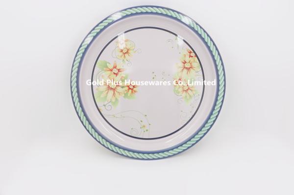 Flower Theme Stainless Steel Round Tray With Custom Print