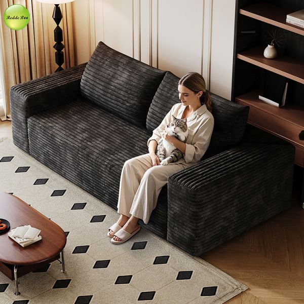 Two Seater Compressed Chenille Fabric Sofa And Loveseat For Small Apartment