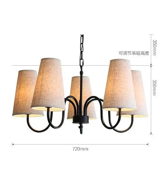 American Rural Chandelier Simple Living Room chandeliers Retro Cloth Cover Lamp (WH-VP-348)