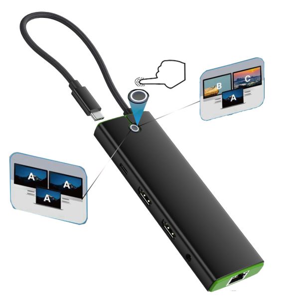 10in1 USB C Multiport Hub Dual 4K 60Hz HDMI For Workstations