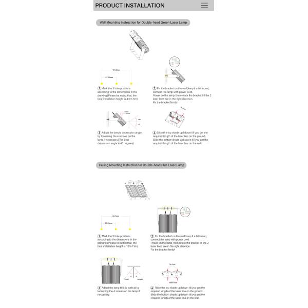 Tipo de LED Luz verde/azul Luces láser comerciales con ángulo de haz de 90°/110°