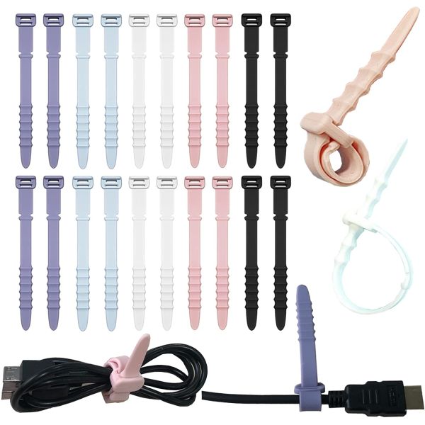 Silicone Cable Ties Cable Silicone Cord Organizer Straps Reusable Cable Zip Ties Reusable Wire Ties