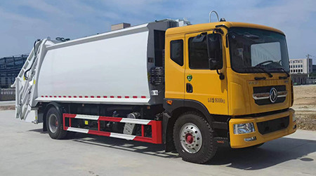 Self-handling compressive bin cleaning vehicle compactor garbage truck