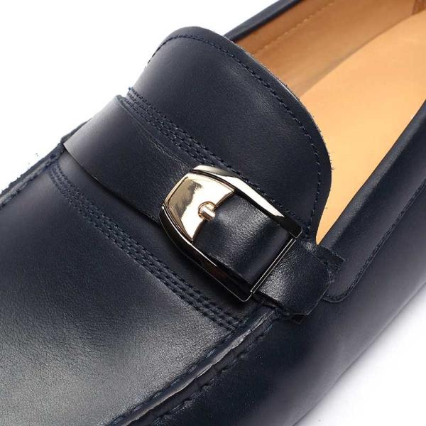 ODM Slip On Euro 39size Mens Leather Moccasins Dark Blue