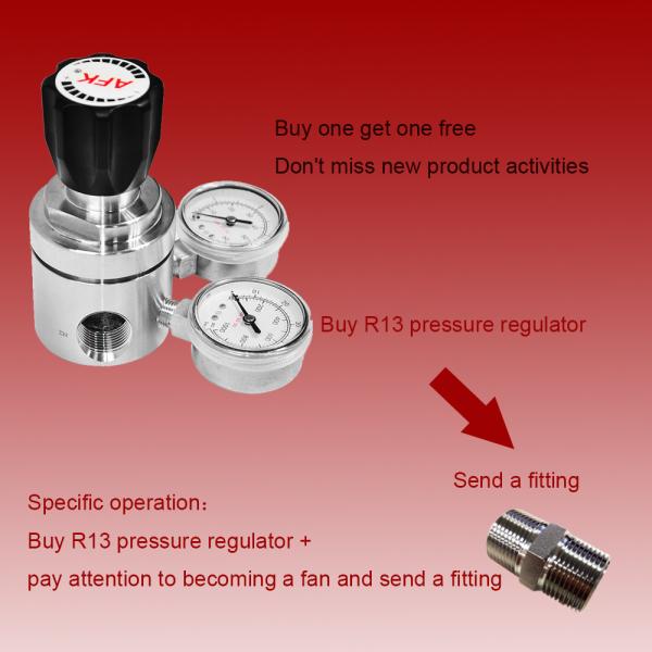 AFK R13 Stainless Steel Industrial Gas Pressure Regulator For Helium Nitrogen Gas Co2