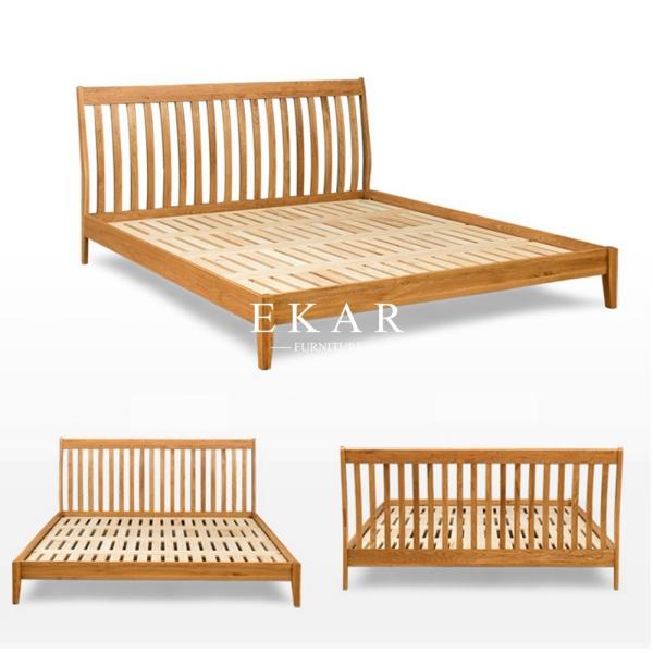 New Modern Simple Design King Size Oak Solid Wood Bedroom Furniture Nordic Bed