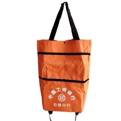 Folding 600D  Fabric Shopping Bags Tote Wheel  Bag Size Can Extend