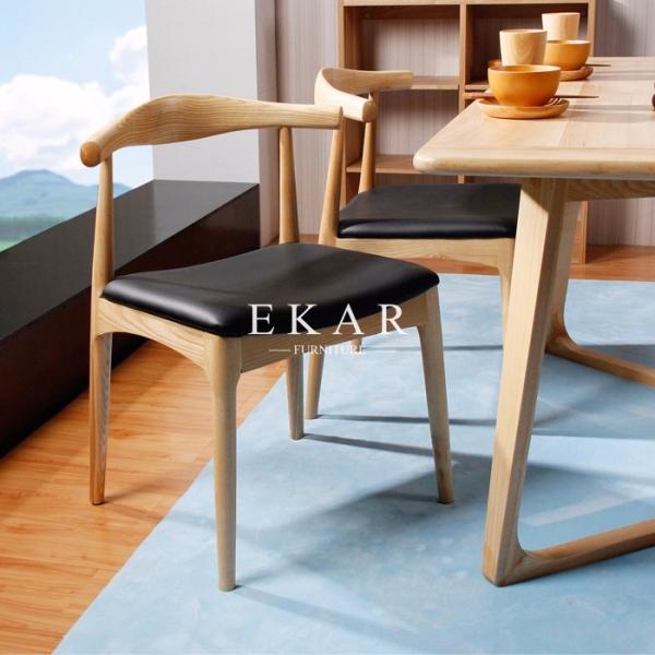 Furniture Modern Designs Chair Solid Wood With Leather Seat Dining Table Chair Set