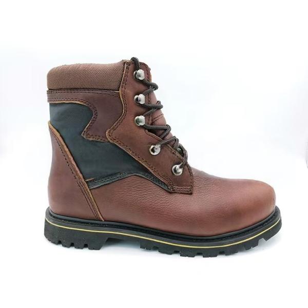 Botas con tapa de pie de acero de punta alta Botas de piel de vaca marrón Botas para hombres