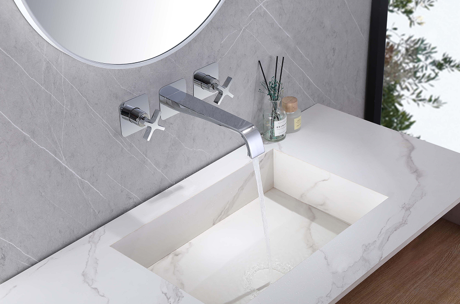 X Cross Widespread Bathroom Wash Basin Taps Mixer Faucet 3 Hole Polished Chrome Solid Brass