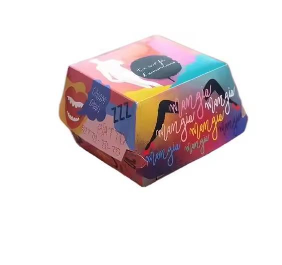 Eco-Friendly Biodegradable Burger Box Custom Fast Food Takeaway Container with UV Coating