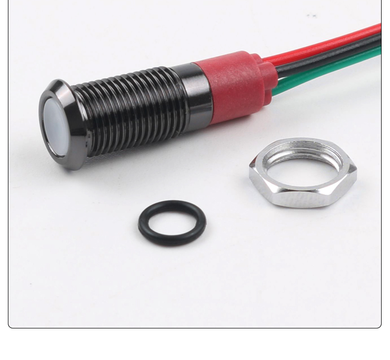 8mm Dual Color Red/Green LED Indicator Light 5V/12V AC/DC Waterproof Signal Light with Black Housing and Tail Wire Leads