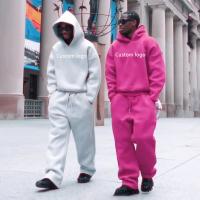 Vêtements actifs personnalisés 100 Poids lourd coton Logo imprimé pullover sweat-shirt sweat-suit empilé sweat-pants combinaisons de sport pour hommes