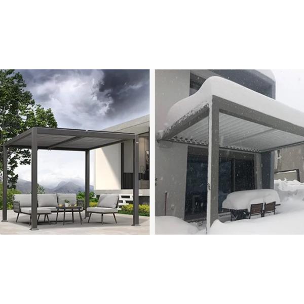 Motorized Pergola Roof  Electric Aluminum Louvered Pergola Waterproof Garden