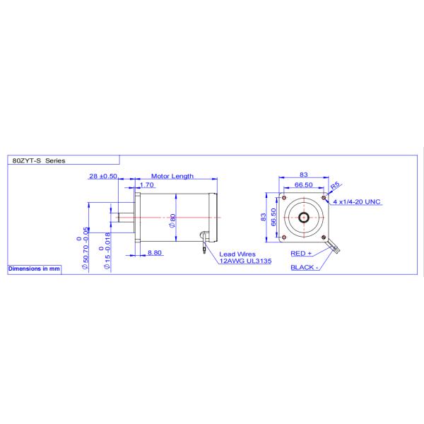 80ZYT-S Square Flange Series  DC Motor Brushed 12vdc 24vdc 48vdc 100w 200w 300w 1500rpm 2000rpm 3000rpm
